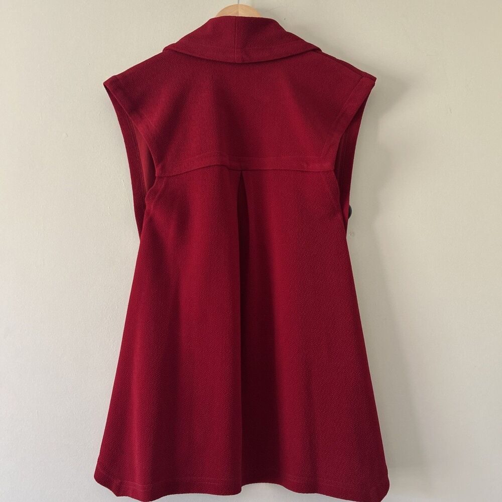 Soft Surroundings Red Jacquard Mesa Black Button Vest XS Lagenlook Made in USA - Picture 5 of 11